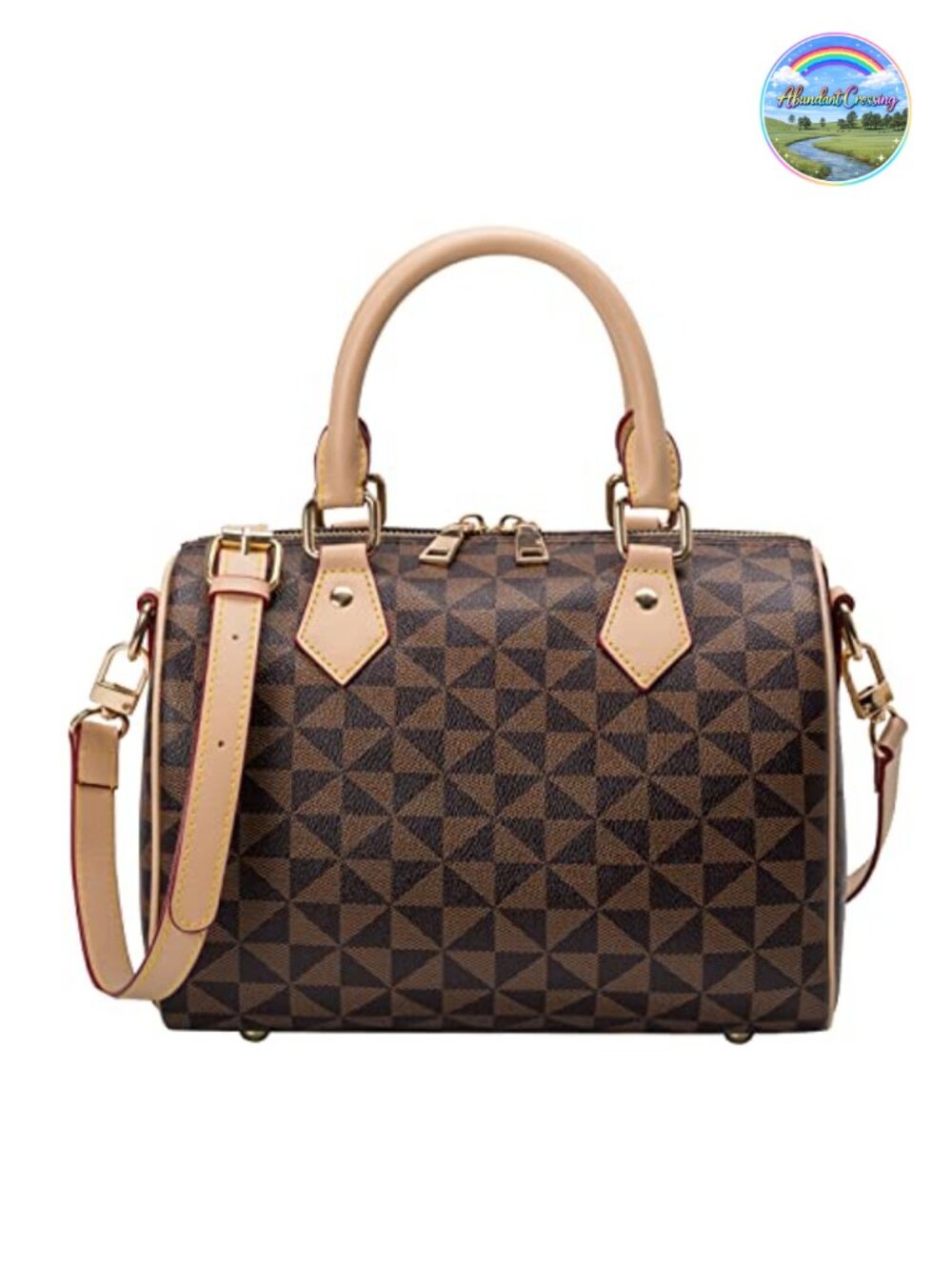Vegan Leather Satchel Crossbody Shoulder Bag with Handle and Strap